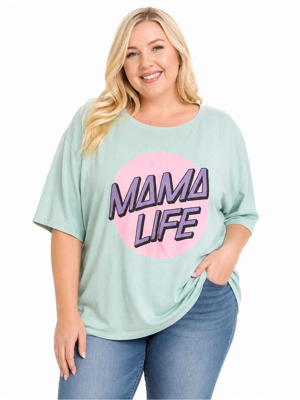 Tultex “Mama Life” Graphic T-Shirt – Mint Green – Size XXXL